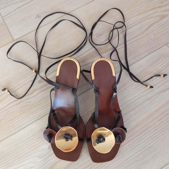 Tory Burch Brown and Gold Sandals - Picture 3 of 13